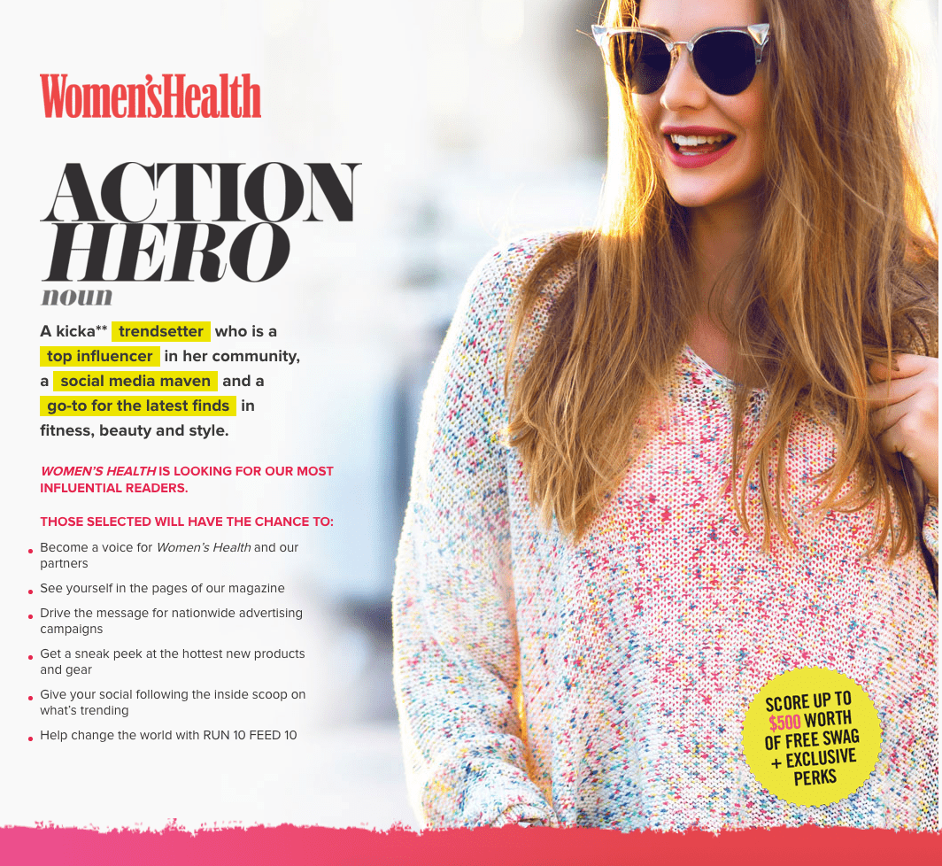 women's health action hero program ad